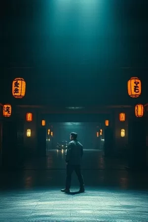 夜色候车月台上的霓虹灯牌与独行身影，主推剧集竖版主视觉