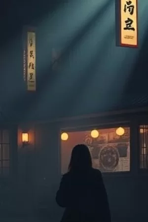 老铺门帘被风吹起，门口堆着刚拆的木板箱